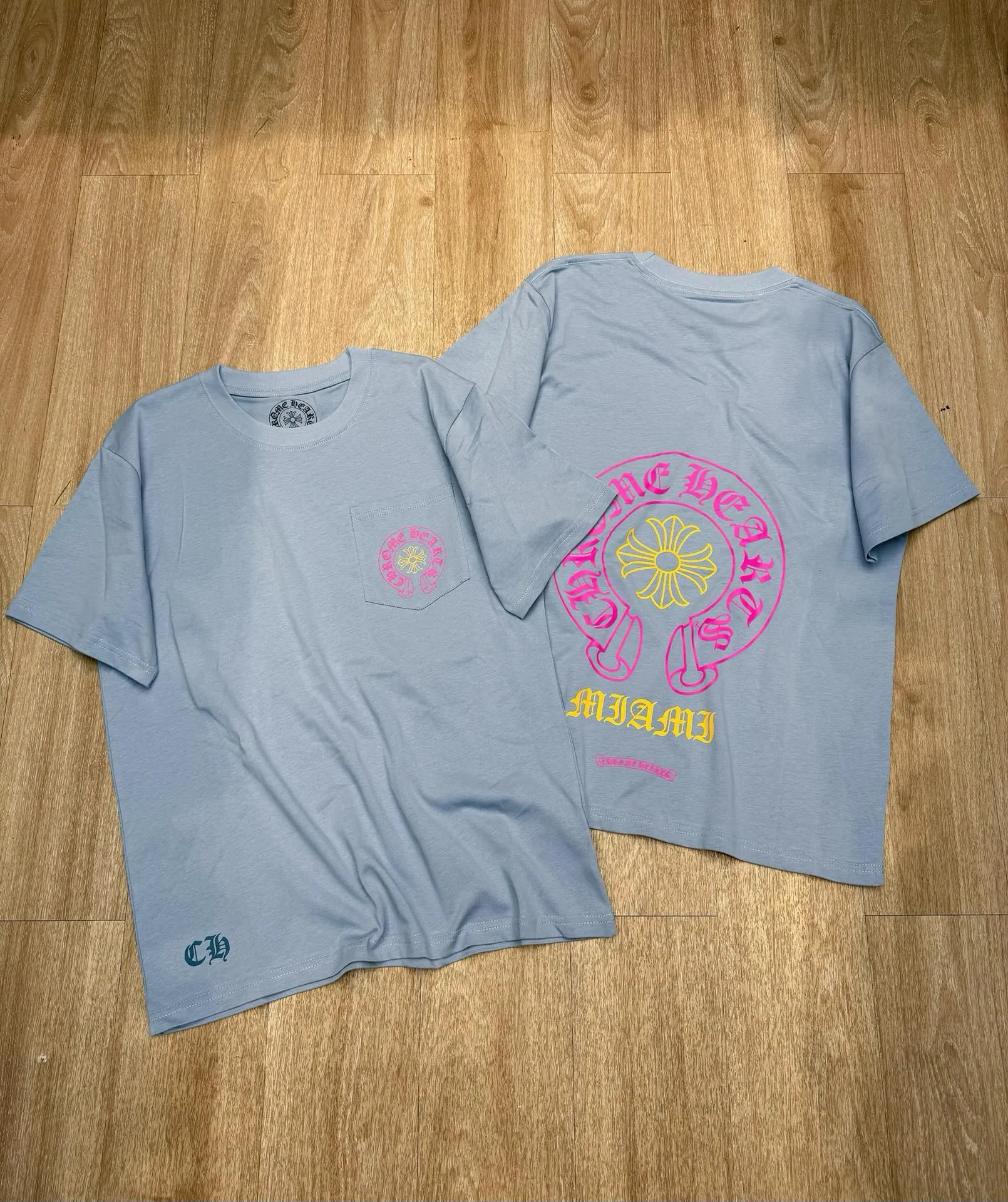 🅿️158 M258#ChromeHeart•🇺🇸25ss new pocket short-sleeved T-shirt ✅✅✅Ready stock Focus on quality and feel free to compare Size: S M L Color: Blue